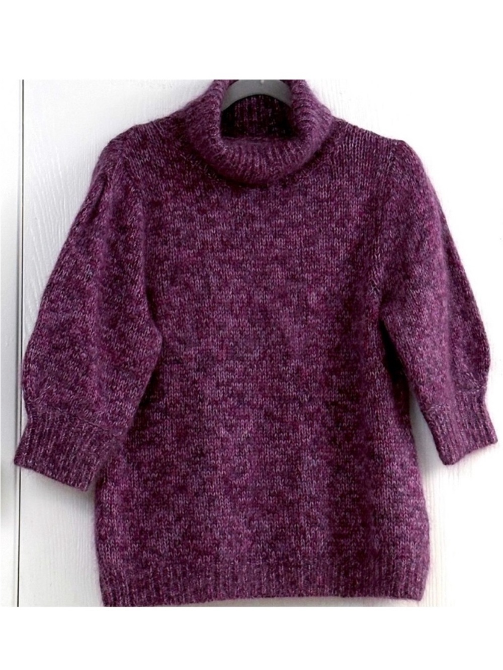 Lewit Mohair & Silk Cozy Purple Turtleneck Sweater Blouse- Women’s Size 1/L
